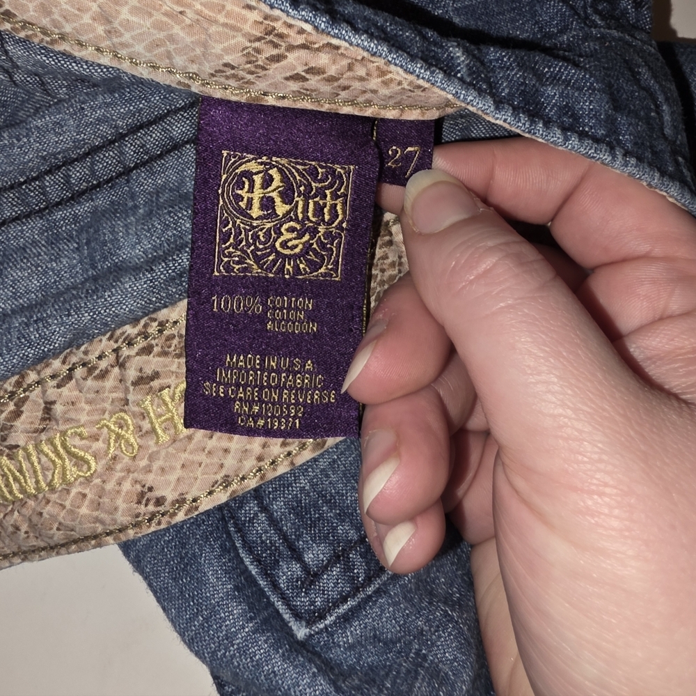 Rich & Skinny Jean Shorts Size 27 Crazy Navy - Picture 4 of 7